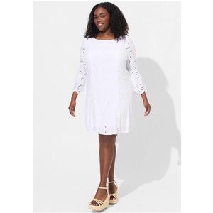 Torrid Mini Eyelet Challis White Dress NWT $89